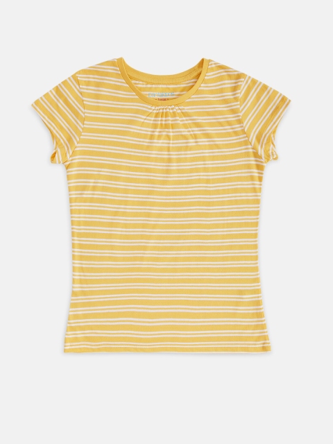 

Pantaloons Junior Girls Yellow Striped T-shirt