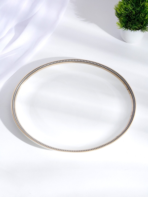 

Fabindia White & Gold-Toned Bone China Zoya Decal Glossy Plate