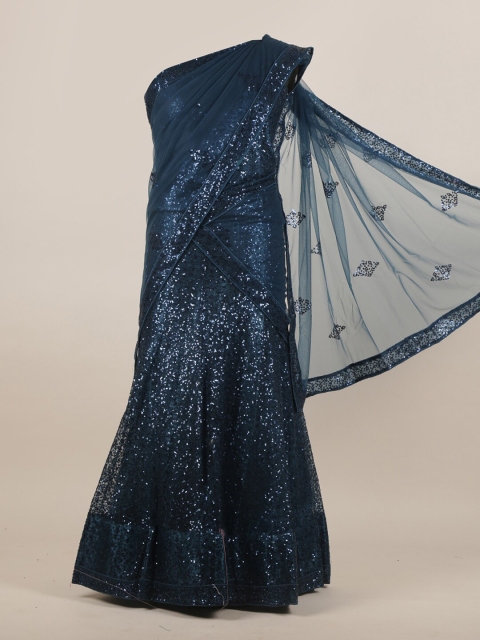 

Pothys Navy Blue Embellished Net Half Saree