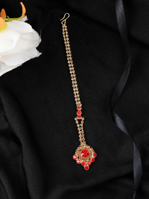 

Silvermerc Designs Gold-Plated Red Maangtikka