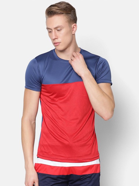 

V2 Value & Variety Men's Red & Blue Colourblock Round Neck T-shirt