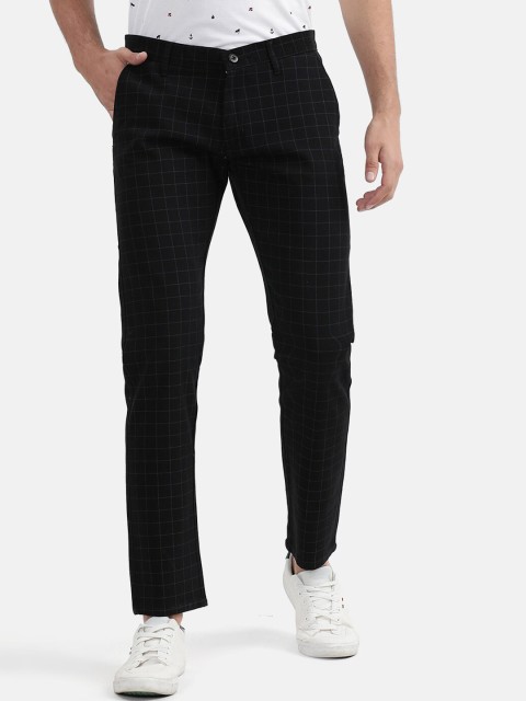 

V2 Value & Variety Men Black & White Checked Trousers