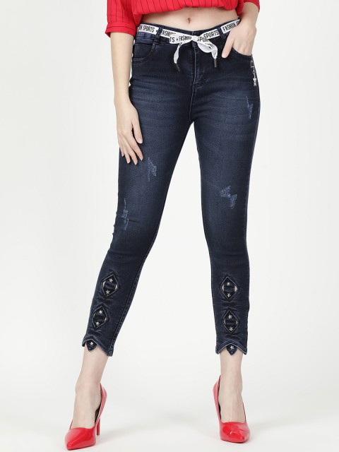 

V2 Value & Variety Women Blue Mildly Distressed Light Fade Jeans