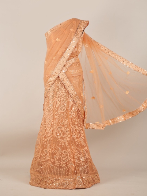 

Pothys Peach Embellished Half & Half Saree