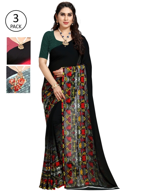 

KALINI Pack Of 3 Printed Saree, Orange