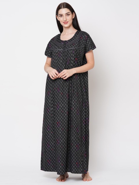 

Sweet Dreams Black Printed Maxi Nightdress