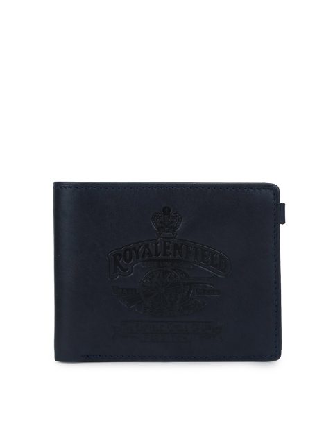 

Royal Enfield Men Navy Blue Textured Leather Two Fold Wallet