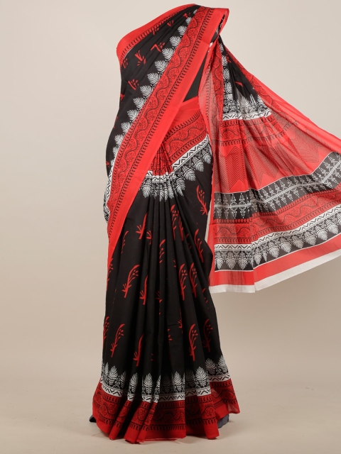 

Pothys Black & Pink Printed Saree