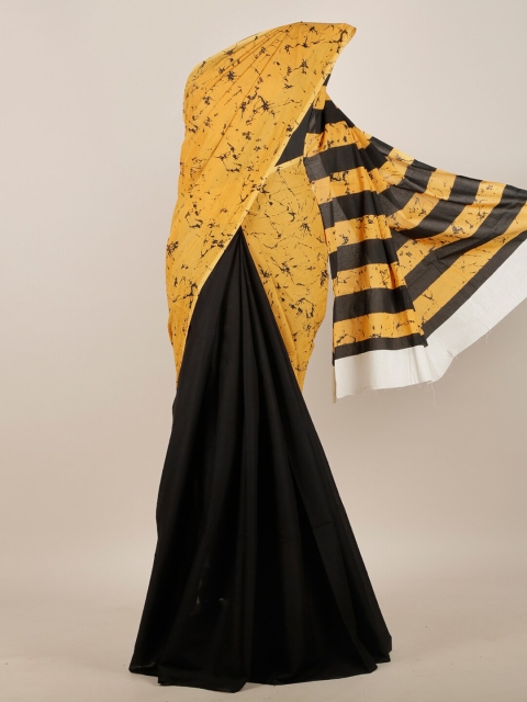 

Pothys Black & Mustard Printed Saree