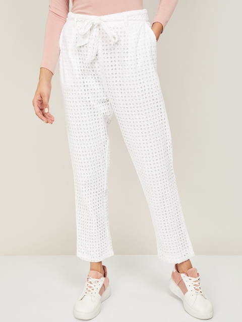

Bossini Women White Casual Textured Trousers