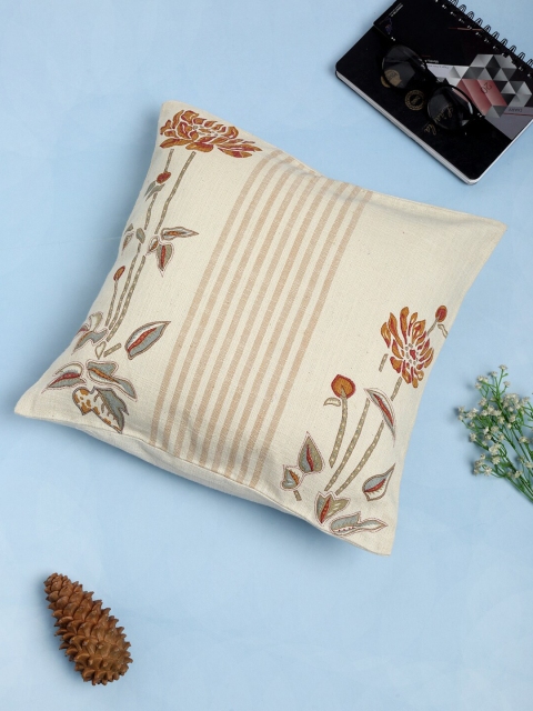 

Fabindia Off White & Brown Floral Square Cushion Covers