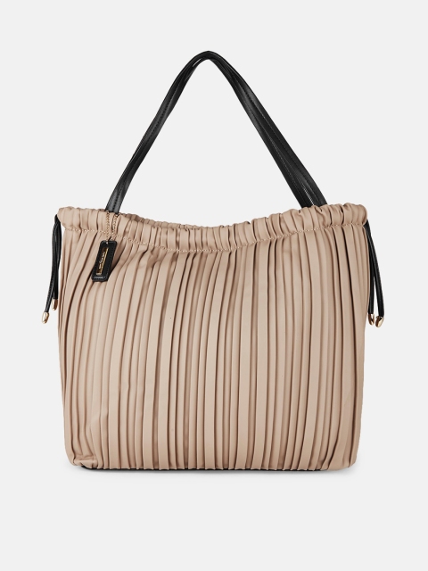 

Forever Glam by Pantaloons Taupe Oversized Pleated Shopper Handheld Bag