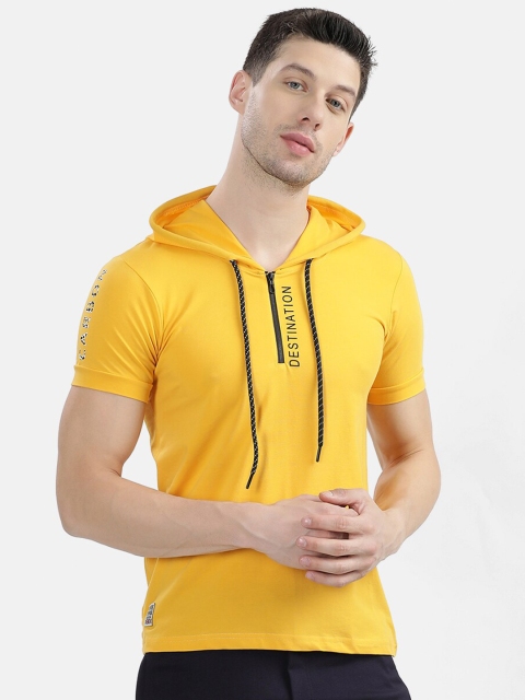 

V2 Value & Variety Men Mustard Hooded T-shirt