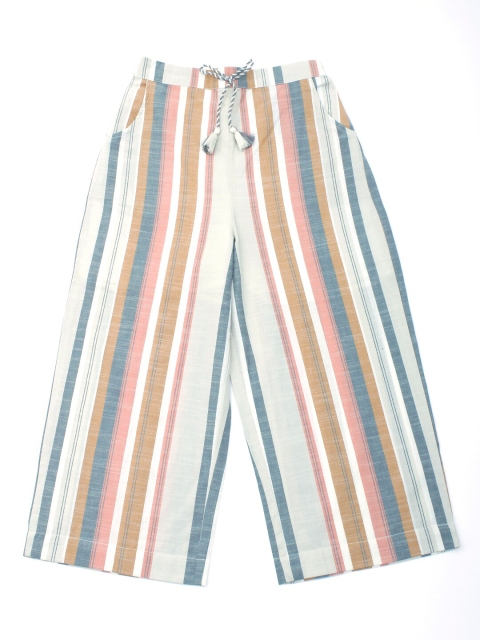 

Lil Lollipop Girls Beige & Off White Striped Flared Cropped Palazzos