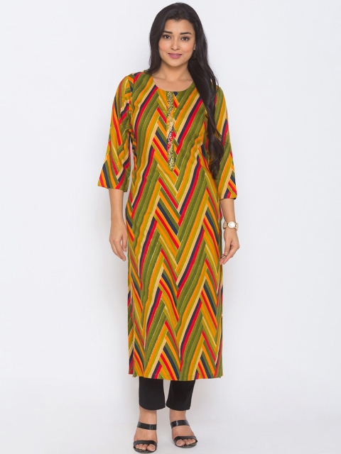 

TANKHI Women Multicoloured Chevron Printed Kurta, Multi