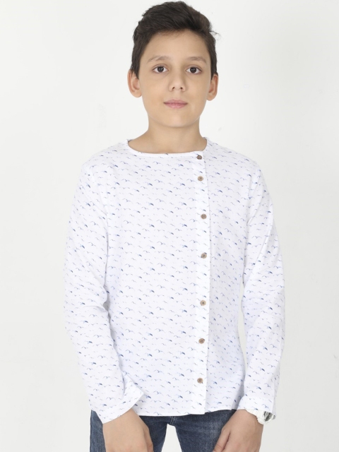 

MANET Boys White Printed Casual Shirt