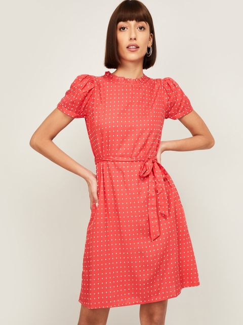

Fame Forever by Lifestyle Red Printed A-Line Dress