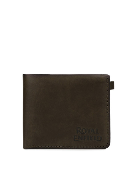 

Royal Enfield Men Olive Green Solid Leather Two Fold Wallet