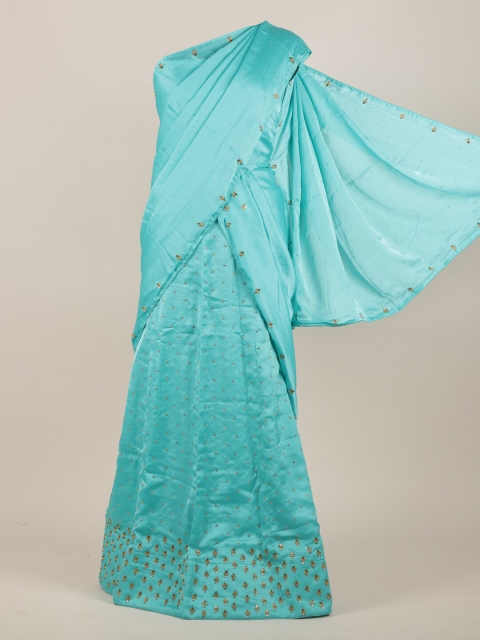 

Pothys Blue Ethnic Motifs Jute Silk Half & Half Saree