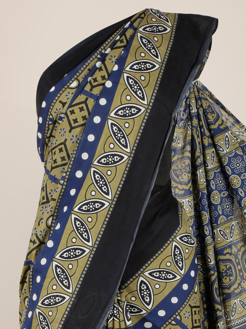 

Pothys Green & Blue Cotton Floral Saree