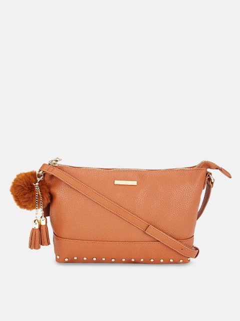 

Forever Glam by Pantaloons Tan Embellished Structured Sling Bag