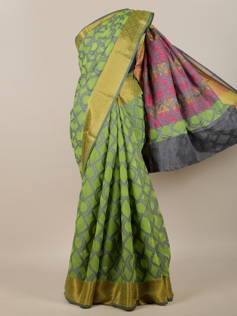 

Pothys Green & Grey Woven Design Saree