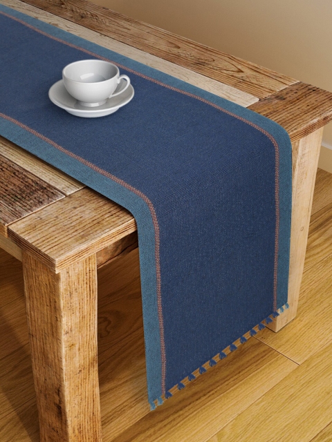 

Fabindia Blue Solid Cotton Runner