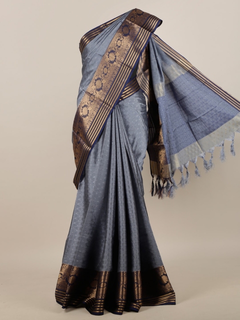 

Pothys Grey & Gold-Toned Geometric Printed Saree