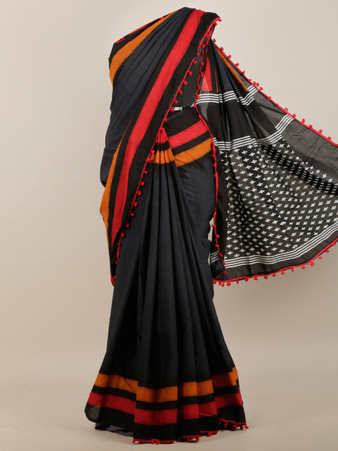 

Pothys Black & Red Printed Saree