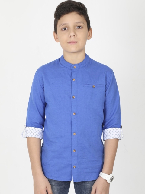 

MANET Boys Blue Solid Casual Shirt