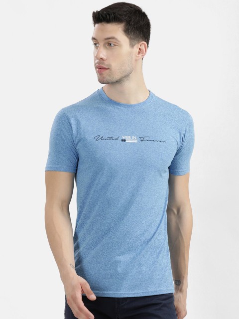 

V2 Value Variety Mens Sky Blue Printed Round Neck Pure Cotton T-shirt