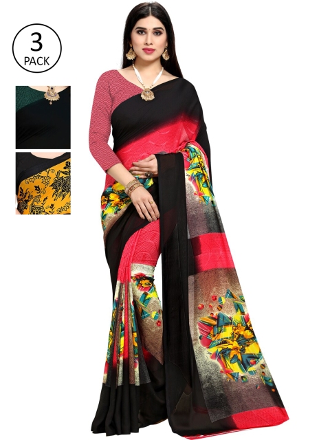 

KALINI Pack Of 3 Multicoloured Printed Sarees, Multi