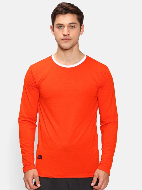 

V2 Value & Variety Men Orange Contrast Round Neck Slim Fit T-shirt