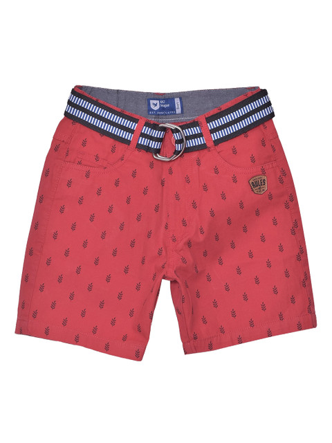 

612 league Boys Red Printed Mid-Rise Regular Shorts