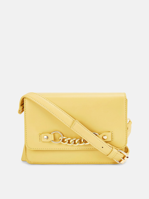 

Forever Glam by Pantaloons Yellow & Gold-Toned Chain detail Sling Bag