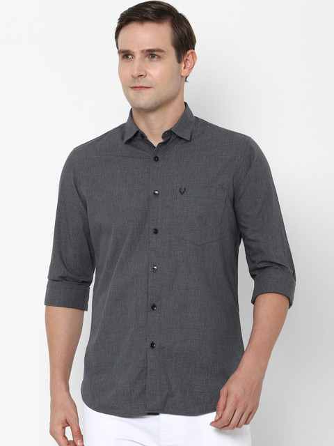 

Allen Solly Men Grey Pure Cotton Slim Fit Casual Shirt