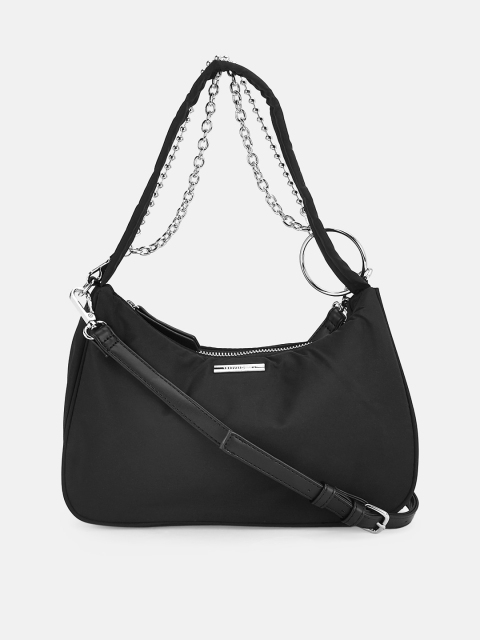 Forever Glam by Pantaloons Black Structured Hobo Bag