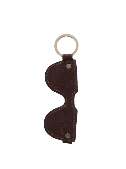 

Da Milano Unisex Burgundy & Silver-Toned Textured Genuine Leather Keychain