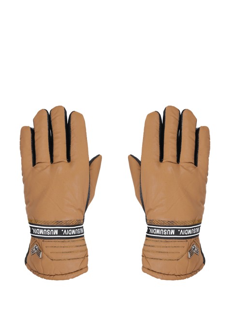 

FabSeasons Unisex Mustard Yellow & Black Water Resistant Winter Gloves