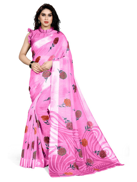 

KALINI Pink & Multicoloured Floral Bagh Saree
