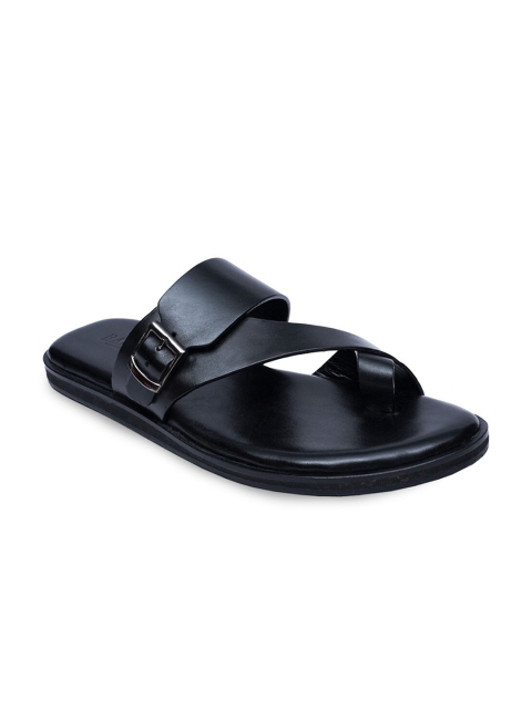 

RAPAWALK Men Black Leather Comfort Sandals