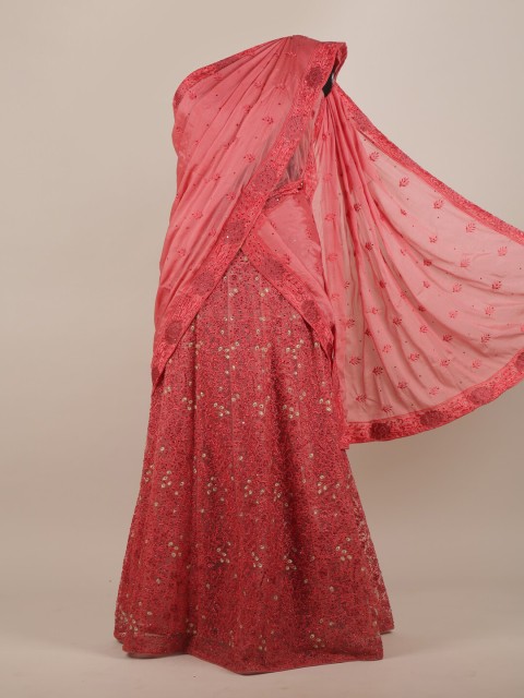 

Pothys Women Red Embellished Half & Half Saree