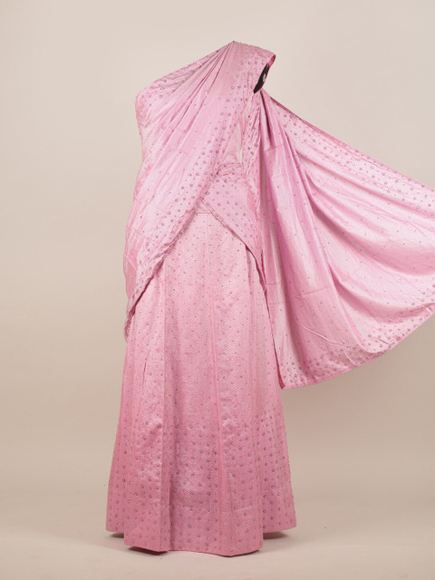 

Pothys Women Baby Pink Embellished Half & Half Saree