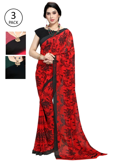 

KALINI Pack Of 3 Printed Saree, Multi