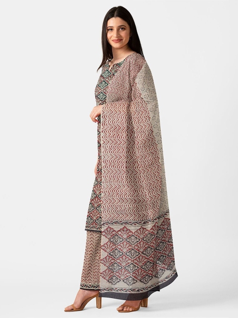 

Taneira Red & Black Printed Pure Cotton Unstitched Dress Material