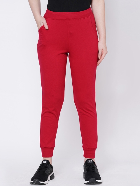 

Sweet Dreams Women Red Solid Cotton Slim-Fit Joggers