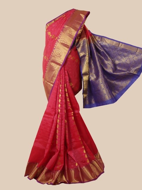 

Pothys Pink & Gold-Toned Woven Design Pure Silk Kanjeevaram Saree