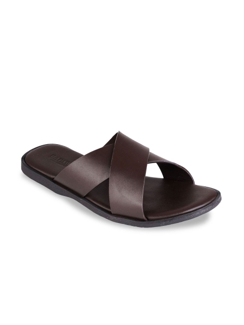 

RAPAWALK Men Brown & Black Leather Comfort Sandals
