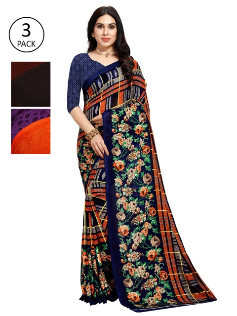 

KALINI Pack Of 3 Multicoloured Printed Sarees, Multi