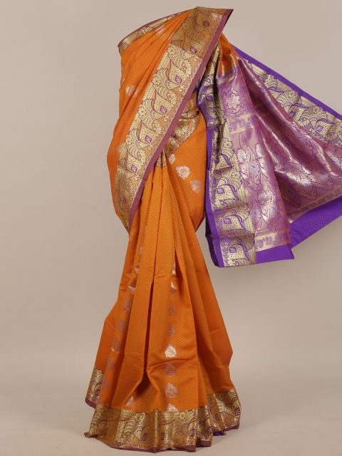 

Pothys Women Orange & Purple Butter Silk Woven Designed Saree